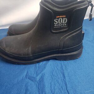 Dryshod Womens Sod Buster Ankle Black Rubber Work Boots Siz US 9-9.5